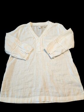 Joie Cream V-Neck Linen Tunic, Womens, Medium